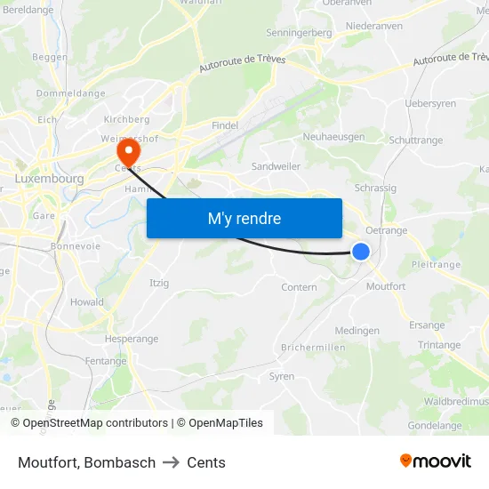 Moutfort, Bombasch to Cents map