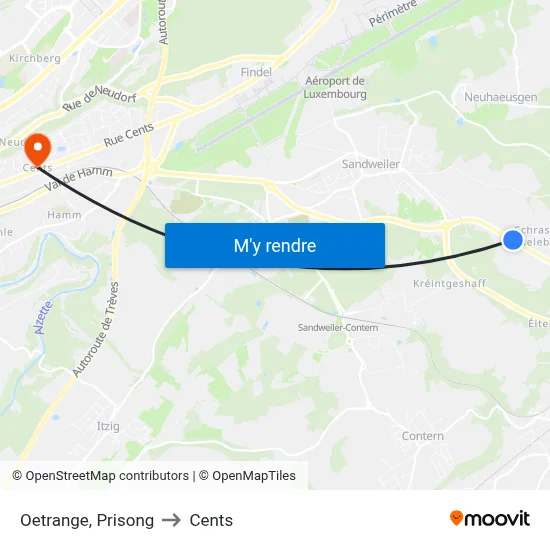 Oetrange, Prisong to Cents map