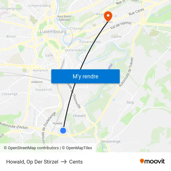 Howald, Op Der Stirzel to Cents map