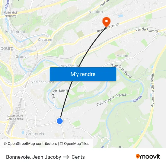 Bonnevoie, Jean Jacoby to Cents map