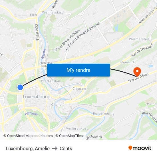 Luxembourg, Amélie to Cents map