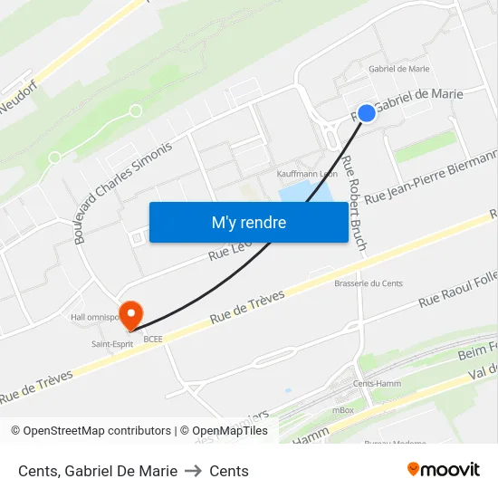 Cents, Gabriel De Marie to Cents map