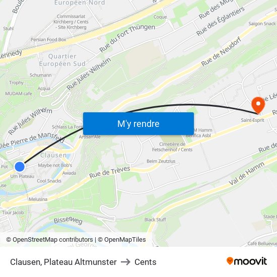 Clausen, Plateau Altmunster to Cents map