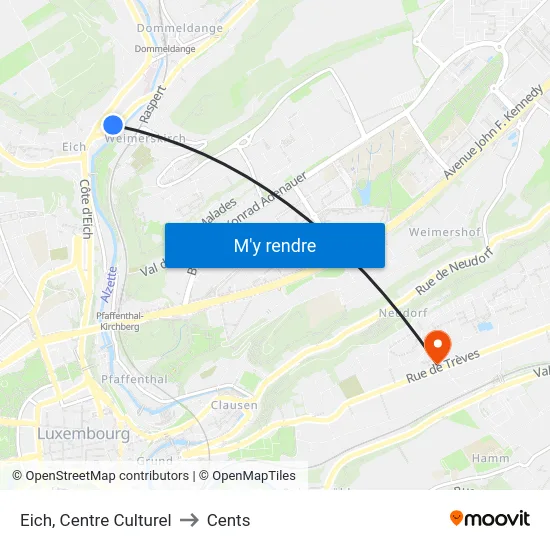 Eich, Centre Culturel to Cents map