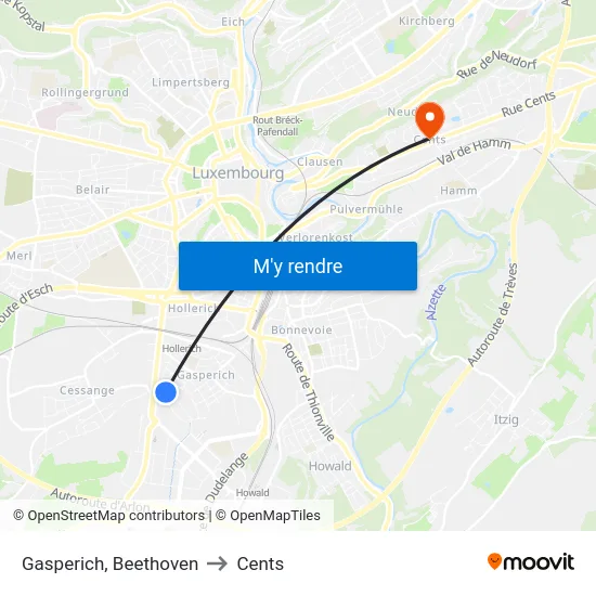 Gasperich, Beethoven to Cents map