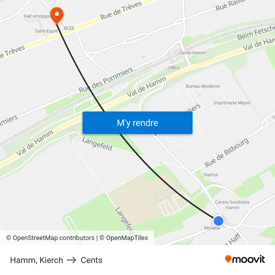 Hamm, Kierch to Cents map