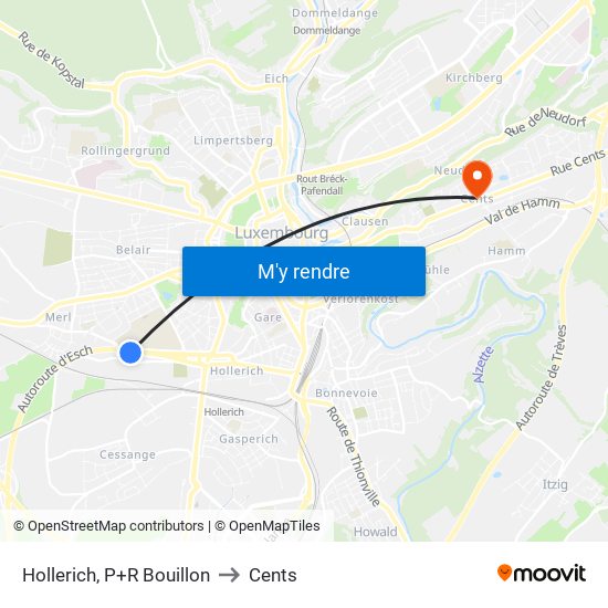 Hollerich, P+R Bouillon to Cents map