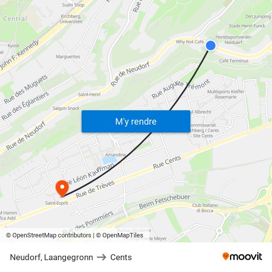 Neudorf, Laangegronn to Cents map