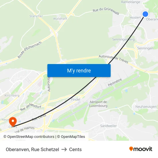 Oberanven, Rue Schetzel to Cents map