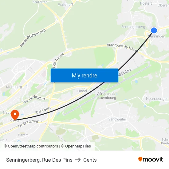 Senningerberg, Rue Des Pins to Cents map