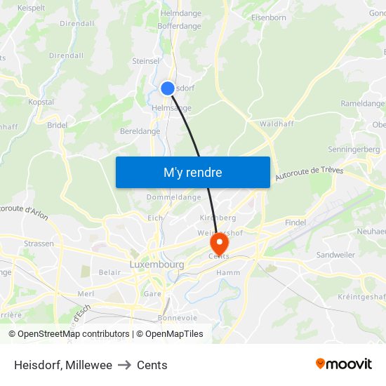 Heisdorf, Millewee to Cents map