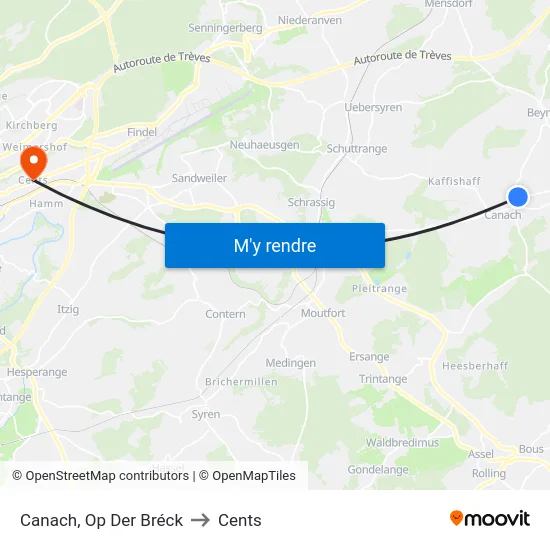 Canach, Op Der Bréck to Cents map