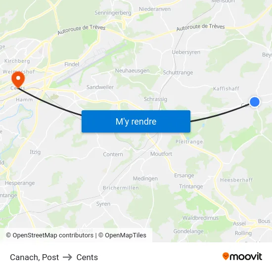 Canach, Post to Cents map