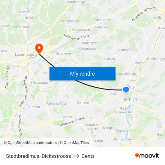 Stadtbredimus, Dicksstrooss to Cents map