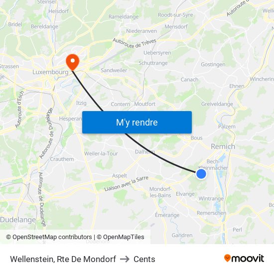 Wellenstein, Rte De Mondorf to Cents map