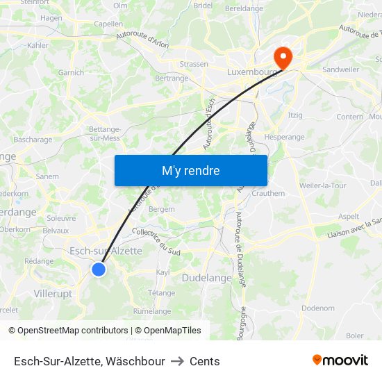 Esch-Sur-Alzette, Wäschbour to Cents map