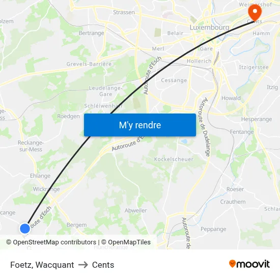 Foetz, Wacquant to Cents map