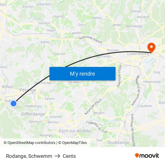Rodange, Schwemm to Cents map