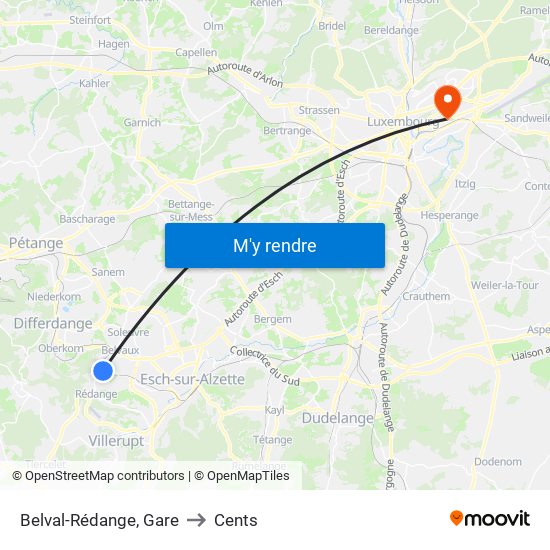 Belval-Rédange, Gare to Cents map