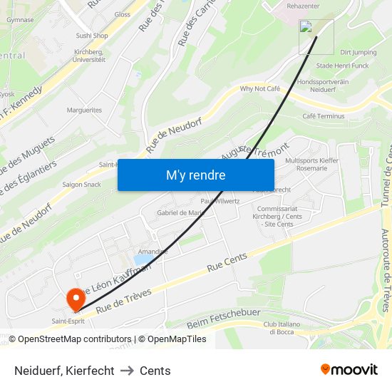 Neiduerf, Kierfecht to Cents map