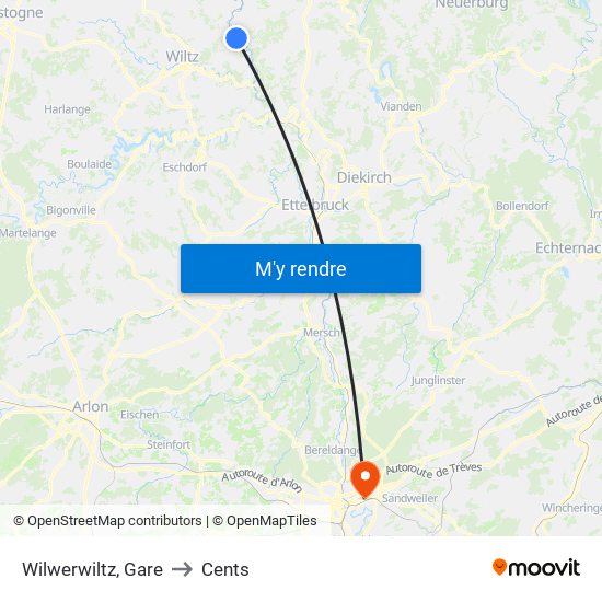 Wilwerwiltz, Gare to Cents map