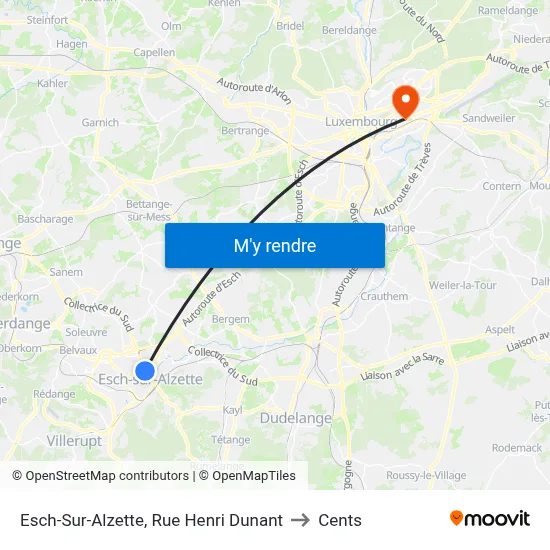 Esch-Sur-Alzette, Rue Henri Dunant to Cents map