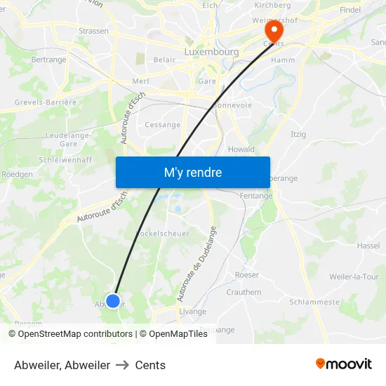 Abweiler, Abweiler to Cents map