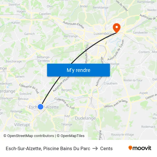 Esch-Sur-Alzette, Piscine Bains Du Parc to Cents map