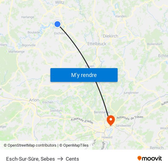 Esch-Sur-Sûre, Sebes to Cents map