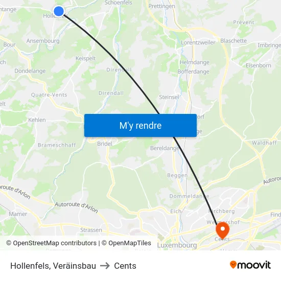 Hollenfels, Veräinsbau to Cents map