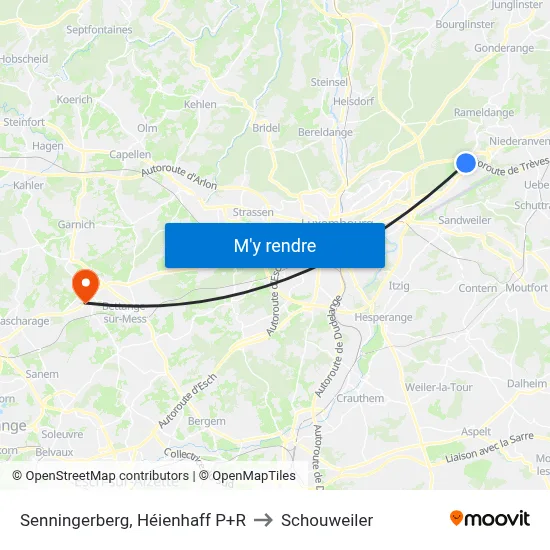 Senningerberg, Héienhaff P+R to Schouweiler map