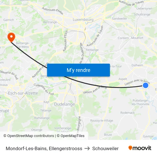 Mondorf-Les-Bains, Ellengerstrooss to Schouweiler map