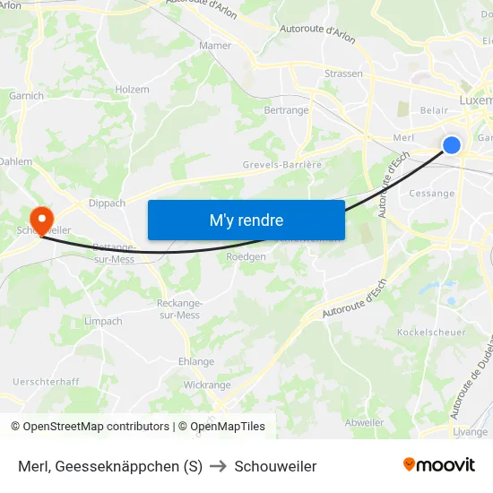 Merl, Geesseknäppchen (S) to Schouweiler map