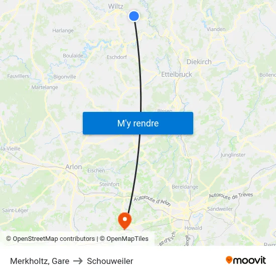 Merkholtz, Gare to Schouweiler map