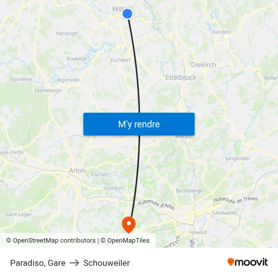 Paradiso, Gare to Schouweiler map