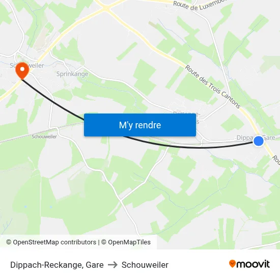 Dippach-Reckange, Gare to Schouweiler map