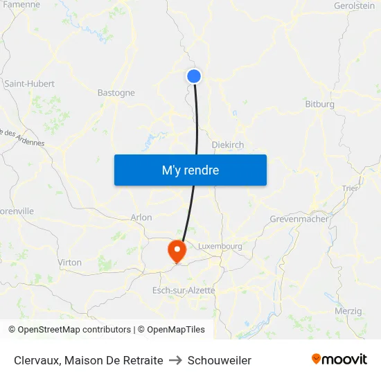 Clervaux, Maison De Retraite to Schouweiler map
