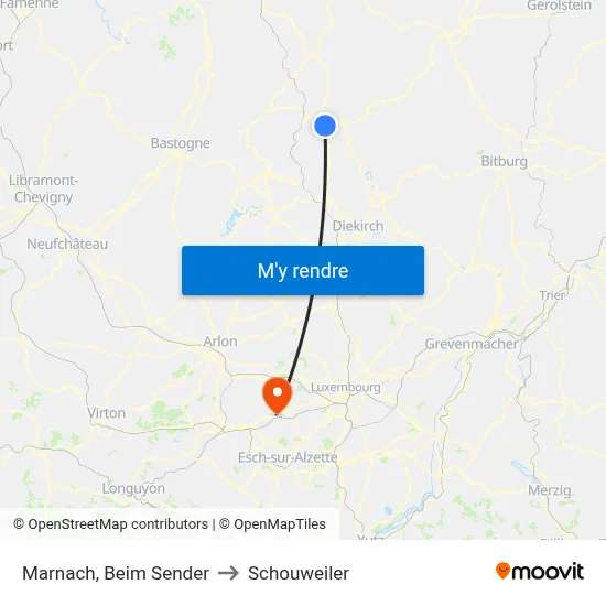 Marnach, Beim Sender to Schouweiler map