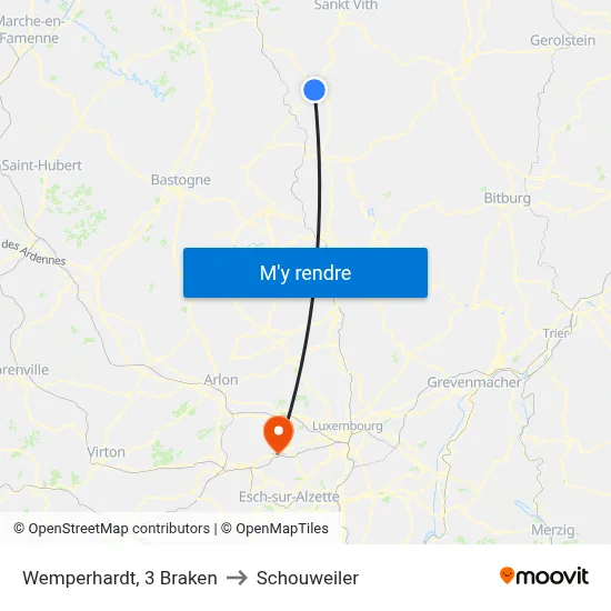 Wemperhardt, 3 Braken to Schouweiler map