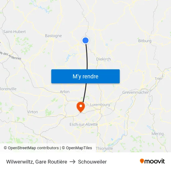 Wilwerwiltz, Gare Routière to Schouweiler map