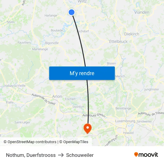 Nothum, Duerfstrooss to Schouweiler map
