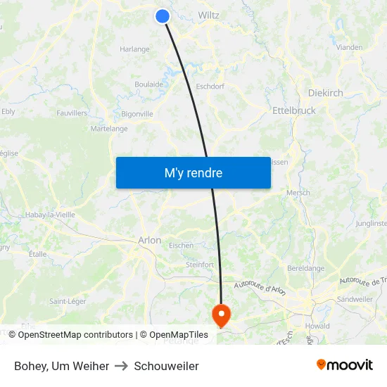 Bohey, Um Weiher to Schouweiler map
