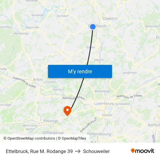 Ettelbruck, Rue M. Rodange 39 to Schouweiler map