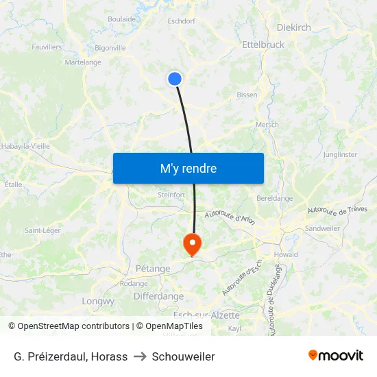 G. Préizerdaul, Horass to Schouweiler map