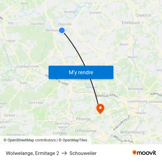 Wolwelange, Ermitage 2 to Schouweiler map