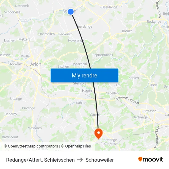 Redange/Attert, Schleisschen to Schouweiler map