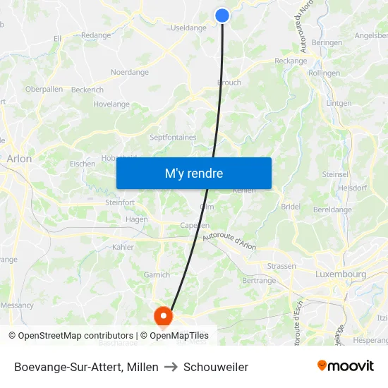 Boevange-Sur-Attert, Millen to Schouweiler map