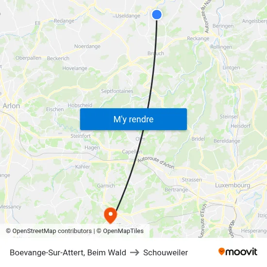 Boevange-Sur-Attert, Beim Wald to Schouweiler map