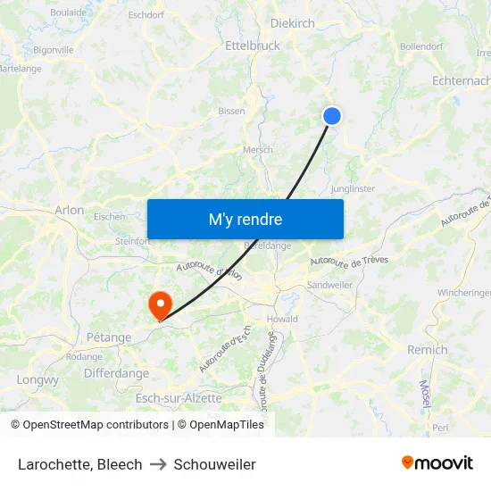 Larochette, Bleech to Schouweiler map