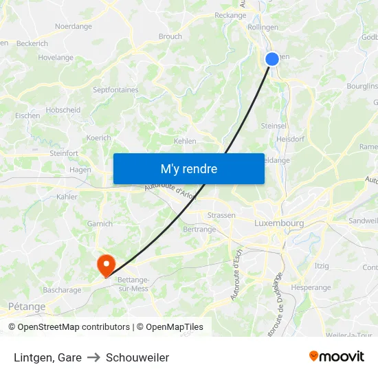 Lintgen, Gare to Schouweiler map